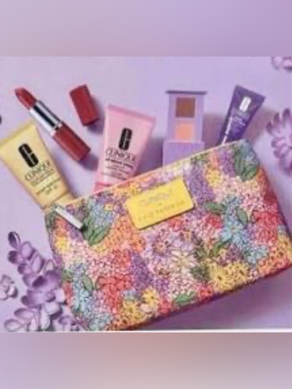 Rifle Paper Co Floral Cosmetic Pouch Collab w Clinique Travel Cosmetics Skincare - Picture 2 of 7